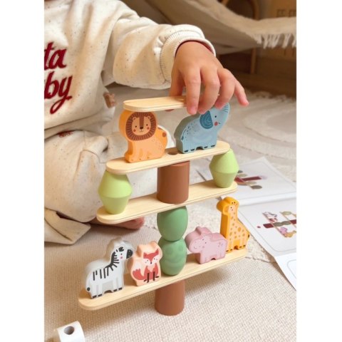 WOOPIE GREEN Balansujące Drewniane Zwierzęta Układanka w Stosy FSC