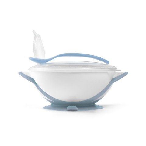 1063/05 MISECZKA Z PRZYSSAWKĄ I ŁYŻECZKĄ BIAŁO-NIEBIESKA