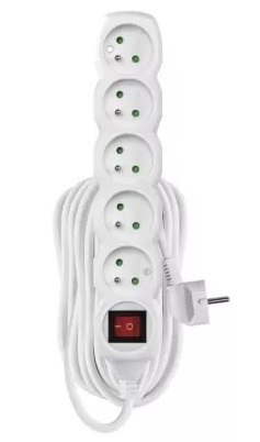 PRZEDŁUŻACZ Z WYŁĄCZNIKIEM 10M 5 GNIAZD