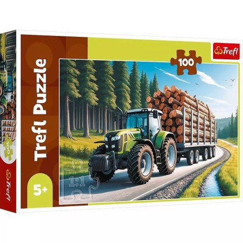 Puzzle Trefl 100 elementów Ciągnik leśny 16493