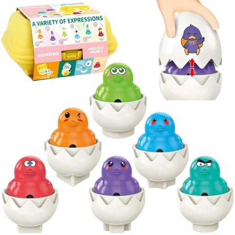 WOOPIE Układanka Sorter Montessori Dopasuj Kształty Wesołe Kurczaczki Jajka 6szt