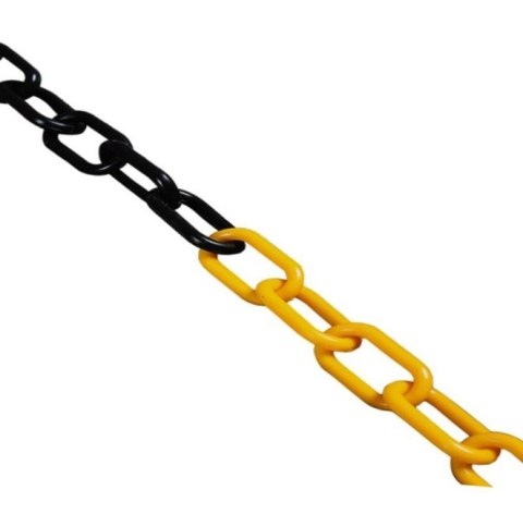 ŁAŃCUCH PLASTIKOWY ŻÓŁTO-CZARNY 6*29MM 25MB SZPULA