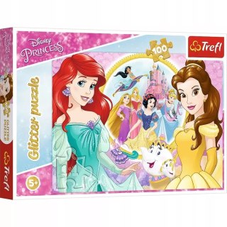 Puzzle 100 glitter brokatowe Disney Wspomnienia Belli i Arielki Trefl 14819