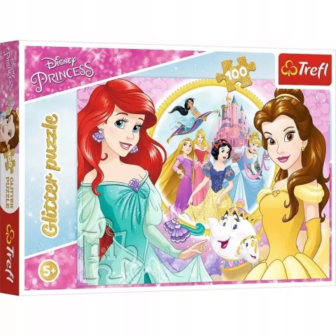 Puzzle 100 glitter brokatowe Disney Wspomnienia Belli i Arielki Trefl 14819