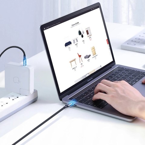 Kabel przewód w opocie USB-C - USB-C PD QC FCP 100W 5A 480Mb/s 1.5m - szary