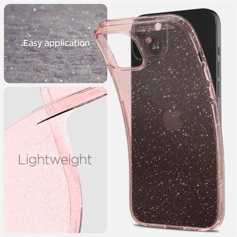 Etui case na iPhone 15 Plus Liquid Crystal Glitter - różowo przezroczyste