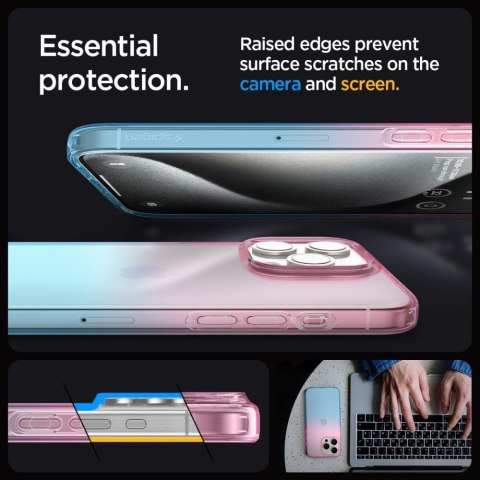 Etui case na iPhone 15 Pro Liquid Crystal - różowo niebieskie