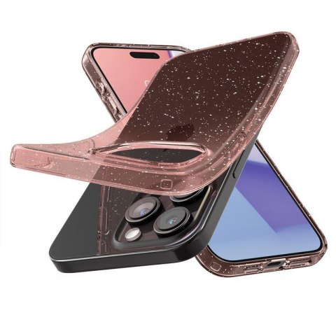 Etui case na iPhone 15 Pro Max Liquid Crystal Glitter - różowo przezroczyste