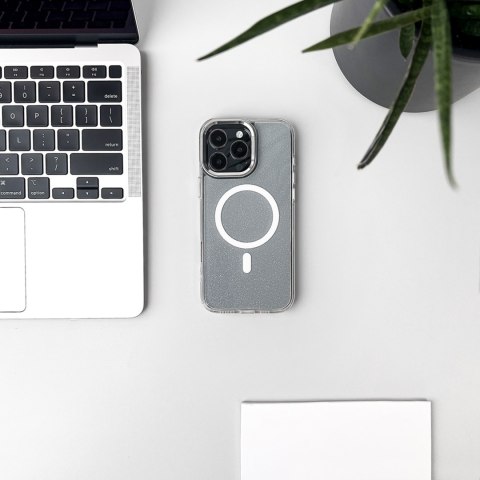 Etui ochronne na Samsung Galaxy S25 Glitter Case z Mag Safe - przezroczyste z brokatem