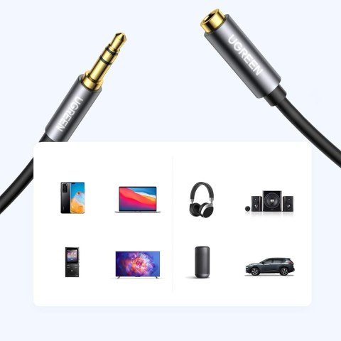 Kabel przedłużacz audio mini jack 3.5mm 5m - srebrny