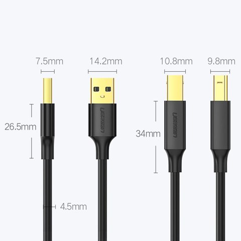 Kabel przewód USB Typ B do drukarki męski - USB 2.0 męski 480Mbps 1m czarny
