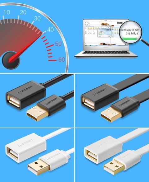 Przedłużacz do kabla przewodu USB 1m czarny
