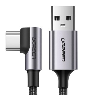 Kabel przewód kątowy USB-A - USB-C 3A 3m - szary
