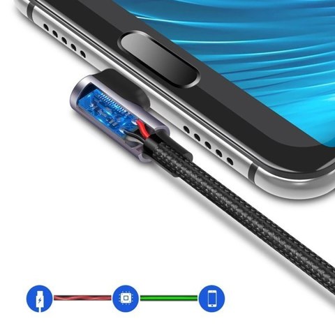 Kabel przewód kątowy USB-A - USB-C 3A 3m - szary