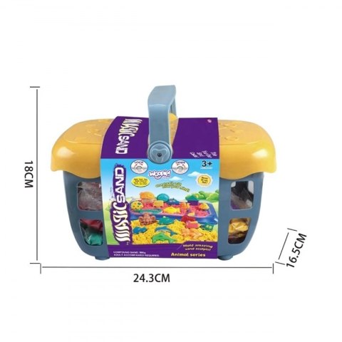 WOOPIE Piasek Kinetyczny 0,8 kg Zestaw w Koszyku z Foremkami + Basen