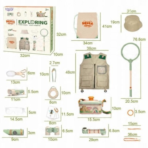 WOOPIE Zestaw Małego Odkrywcy Lornetka Kompas Siatka Na Owady Motyle Latarka
