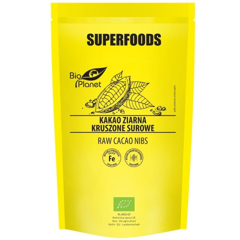 KAKAO ZIARNA KRUSZONE SUROWE BIO 250 g - BIO PLANET SUPERFOODS