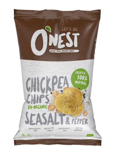 CHIPSY Z CIECIERZYCY Z SOLĄ MORSKĄ I PIEPRZEM CZARNYM BEZGLUTENOWE BIO 75 g - O'NEST