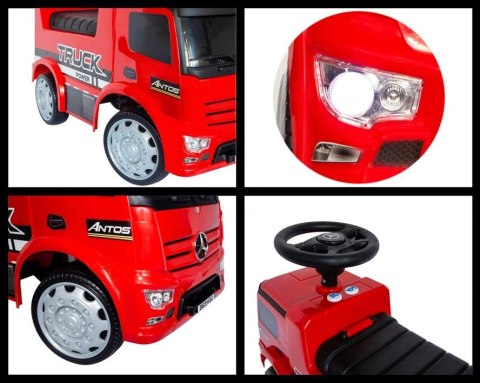 Mercedes - Benz Antos jeździk odpychacz TRUCK z funkcjami dźwiękowymi i świetlnymi - czerwony