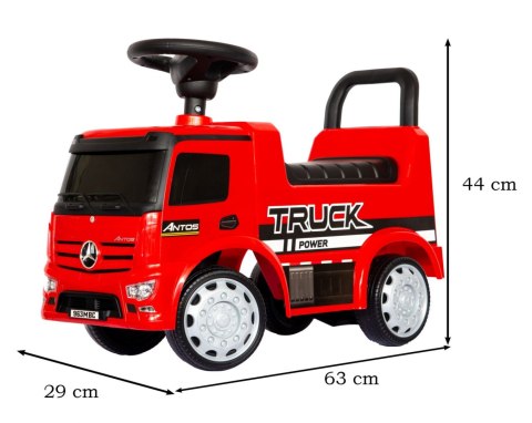 Mercedes - Benz Antos jeździk odpychacz TRUCK z funkcjami dźwiękowymi i świetlnymi - czerwony
