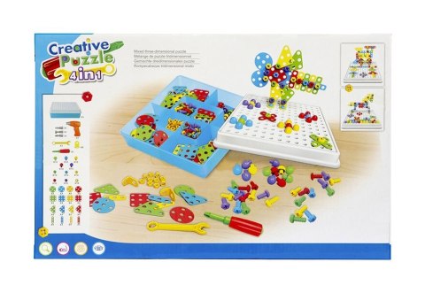 Puzzle konstrukcyjne w pudełku z narzędziami, 193 elementy