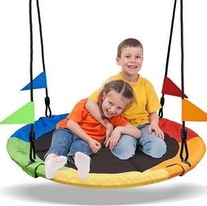 Huśtawka ogrodowa Bocianie Gniazdo XL, 100 cm, 150 kg, multikolor, kolorowe chorągiewki