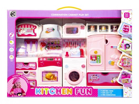 Kuchnia duży zestaw mebelków dla lalek - różowy