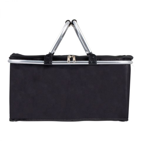 SKŁADANY KOSZYK TERMICZNY PIKNIKOWY NA ZAKUPY PLAŻĘ Z 2 UCHWYTAMI - WODOODPORNY, CZARNY