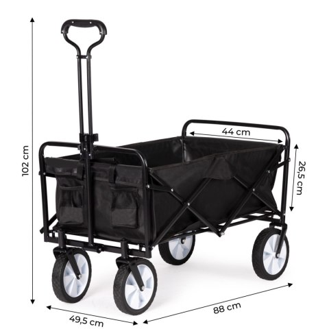 Składany duży wózek ogrodowy plażowy turystyczny transportowy czarny