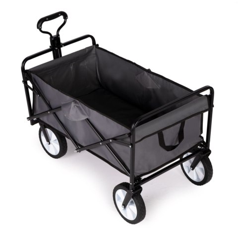 Składany duży wózek ogrodowy plażowy turystyczny transportowy szary