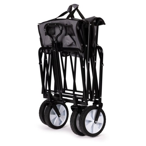 Składany duży wózek ogrodowy plażowy turystyczny transportowy szary