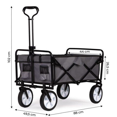 Składany duży wózek ogrodowy plażowy turystyczny transportowy szary