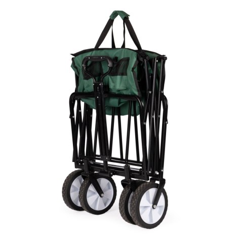 Składany duży wózek ogrodowy plażowy turystyczny transportowy zielony
