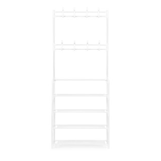 Stojący wieszak na ubrania z półkami biały 60x26x152,5 cm