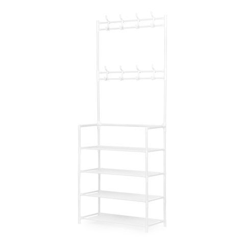 Stojący wieszak na ubrania z półkami biały 60x26x152,5 cm