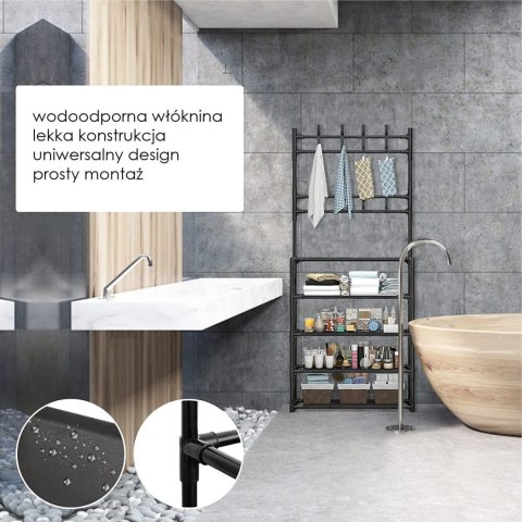 Stojący wieszak na ubrania z półkami czarny 80x26x150,5 cm