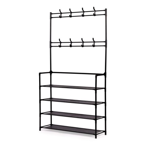 Stojący wieszak na ubrania z półkami czarny 80x26x150,5 cm