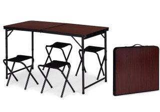 Stolik turystyczny stół składany ogrodowy walizka z uchwytem do przenoszenia i regulacją wysokości i zestawem 4 krzesełek 120x60