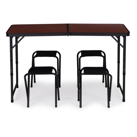 Stolik turystyczny stół składany ogrodowy walizka z uchwytem do przenoszenia i regulacją wysokości i zestawem 4 krzesełek 120x60