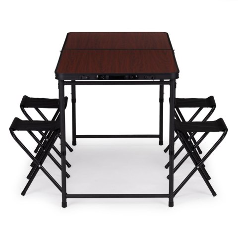 Stolik turystyczny stół składany ogrodowy walizka z uchwytem do przenoszenia i regulacją wysokości i zestawem 4 krzesełek 120x60