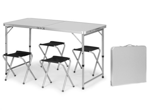 Stolik turystyczny stół składany ogrodowy walizka z uchwytem do przenoszenia i regulacją wysokości i zestawem 4 krzesełek 120x60