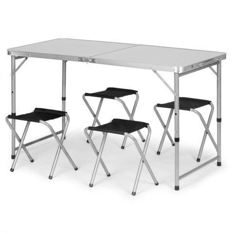 Stolik turystyczny stół składany ogrodowy walizka z uchwytem do przenoszenia i regulacją wysokości i zestawem 4 krzesełek 120x60
