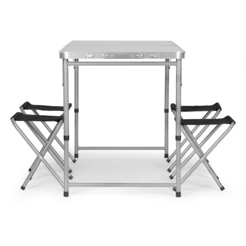 Stolik turystyczny stół składany ogrodowy walizka z uchwytem do przenoszenia i regulacją wysokości i zestawem 4 krzesełek 120x60