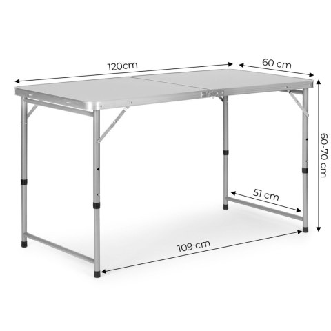 Stolik turystyczny stół składany ogrodowy walizka z uchwytem do przenoszenia i regulacją wysokości i zestawem 4 krzesełek 120x60