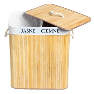 Bambusowy kosz pojemnik brudownik na pranie bieliznę 2 komory 100l