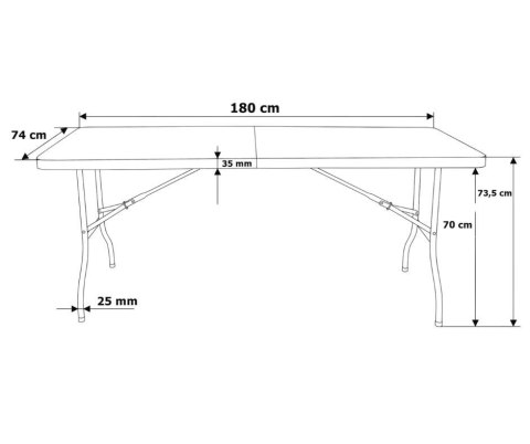 Duży stół składany ogrodowy cateringowy bankietowy 180cm czarny