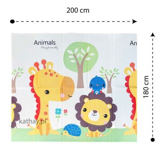 Dwustronna składana kolorowa edukacyjna piankowa mata dziecięca 180x200 cm - safari