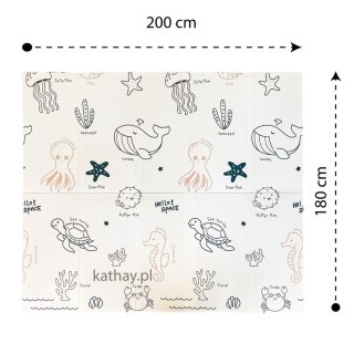 Dwustronna składana kolorowa edukacyjna piankowa mata dziecięca 180x200 cm - wodny świat