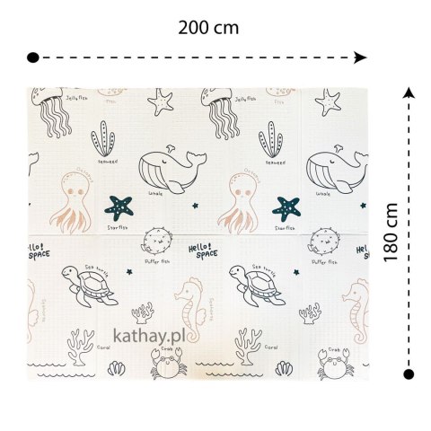 Dwustronna składana kolorowa edukacyjna piankowa mata dziecięca 180x200 cm - wodny świat