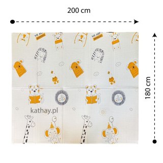 Dwustronna składana kolorowa edukacyjna piankowa mata dziecięca 180x200 cm - zwierzątka